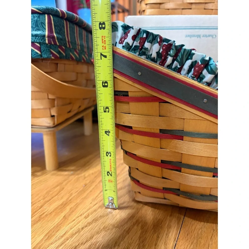 Longaberger Christmas Sleigh Basket – Holly Liner – Red/Green Accent –‎ Vintage
